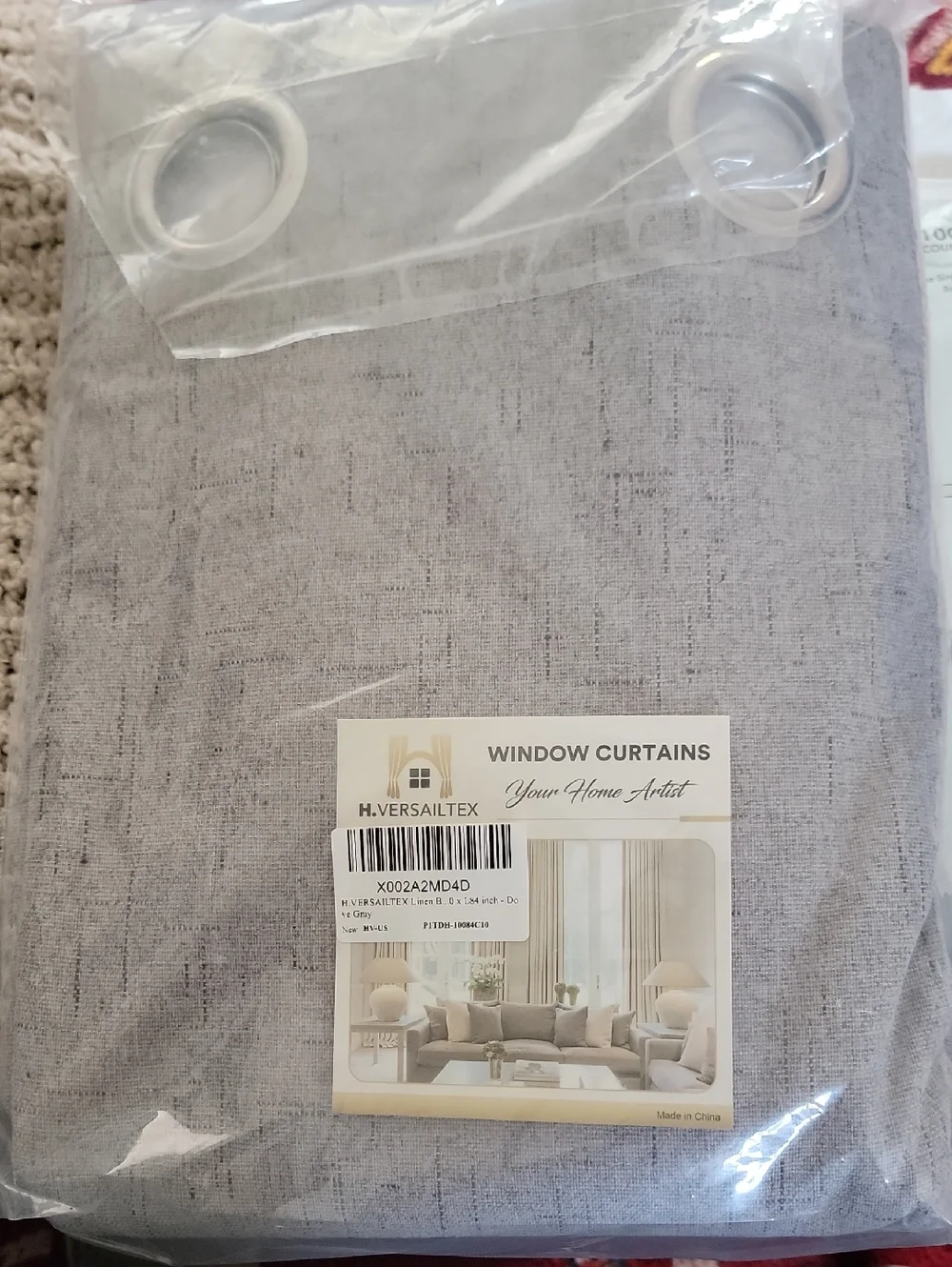 NEW H.VERSAILTEX  Blackout Curtain For Slider Linen Dove Gray